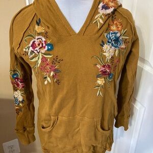 Johnny Was Embroidered Thermal Hoodie Sweater Top for Women